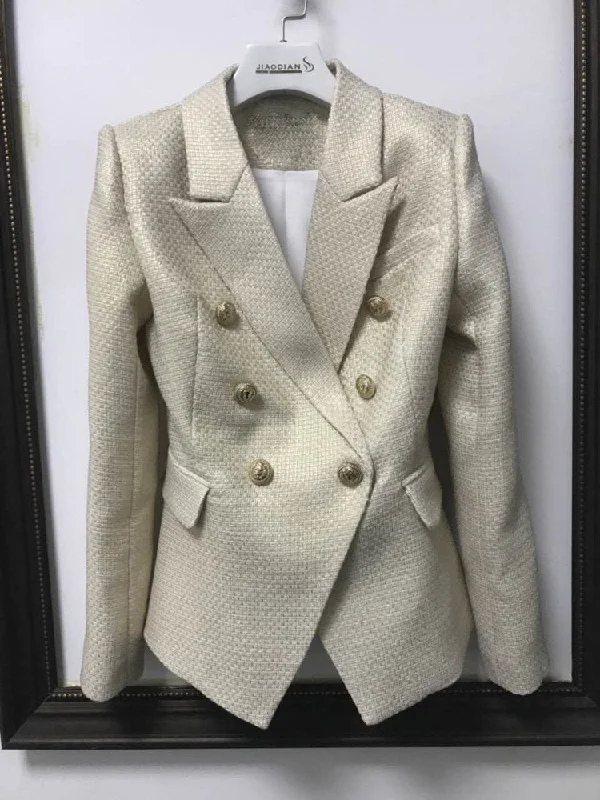 High Quality 2022 Designer Blazer Women Jackets Women's Double Breasted Metal Lion Buttons Blazer Outer blazer feminino Corduroy Jacket Velvet Jacket Brocade Jacket
