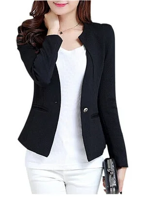 IMC New Fashion Spring Women Slim Blazer feminino Coat Casual Jacket Long Sleeve One Button Suit White Ladies Blazers Work Wear Denim Jacket Leather Jacket Suede Jacket