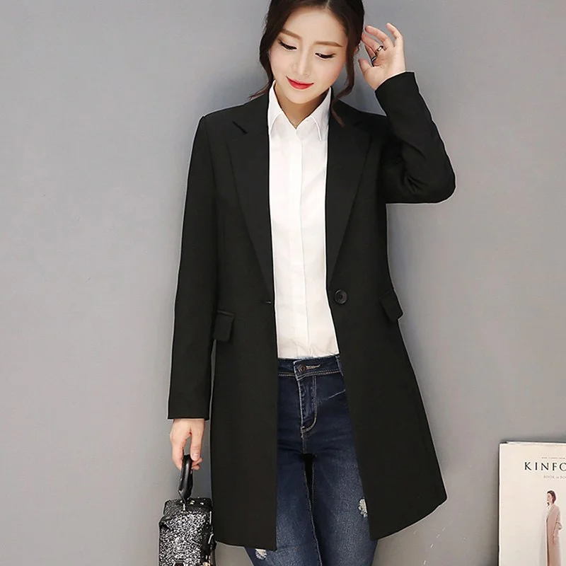 Long Black Suit Jacket Women Slim Fit Casual Blazer Female Cape Elegant Vintage Ladies Formal Blazers Korean Woman Coat X50034 One-Shoulder Jacket Off-the-Shoulder Jacket Asymmetrical Jacket