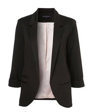 Womens Blazer de mujer Womens Plus Size XS- XXL Formal Office Work Blazers Ladies Jackets Clothing Ponte Rolled Sleeves Blazer Hoodie Zip-Up Jacket Button-Up Jacket