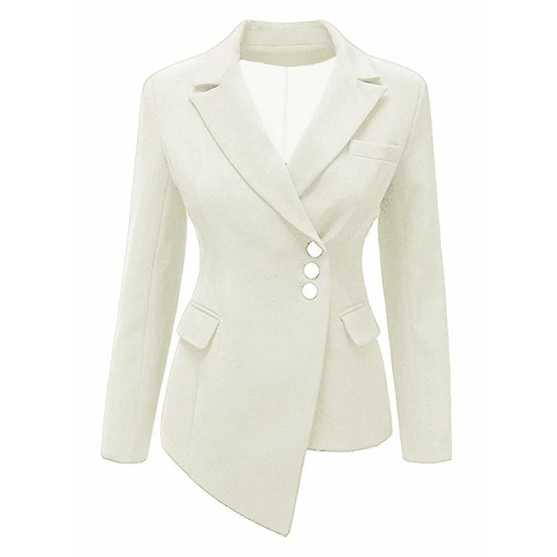 Sisjuly asymmetric single-breasted slim fit women's blazer white stylish short jackets casual slim blazers wear to work blazers Chenille Jacket Brocade Jacket Lace Jacket