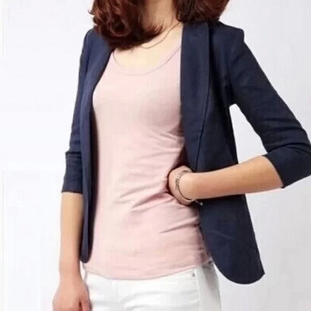 Summer Women Slim Linen Blazer Coat 2022 Plus Size 3XL Casual Short Jacket Tops One Button Suit Lady Blazers Work Wear  LX139 Satin Jacket Silk Jacket Chiffon Jacket