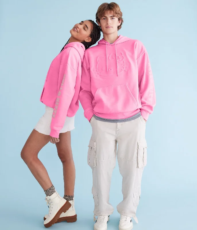 Aeropostale Hello Kitty Embossed Face Pullover Hoodie Cowl Neck Pullover