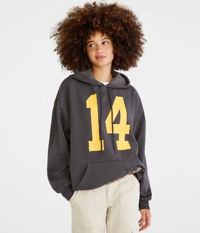 Aeropostale Number 14 Oversized Pullover Hoodie Tight Sleeve Top