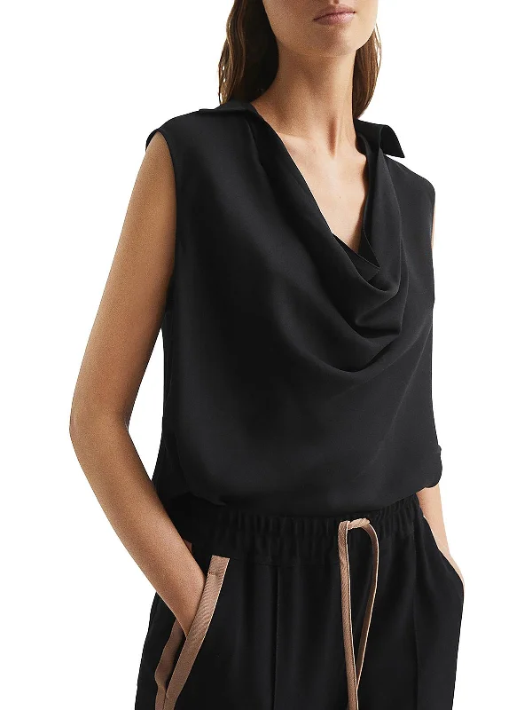 Ameliee Womens Side Stripes Collar Pullover Top Tapered Sleeve Pullover