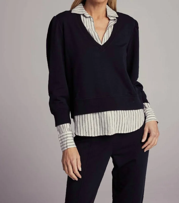 Birch Pullover In Black dolman Sleeve Top