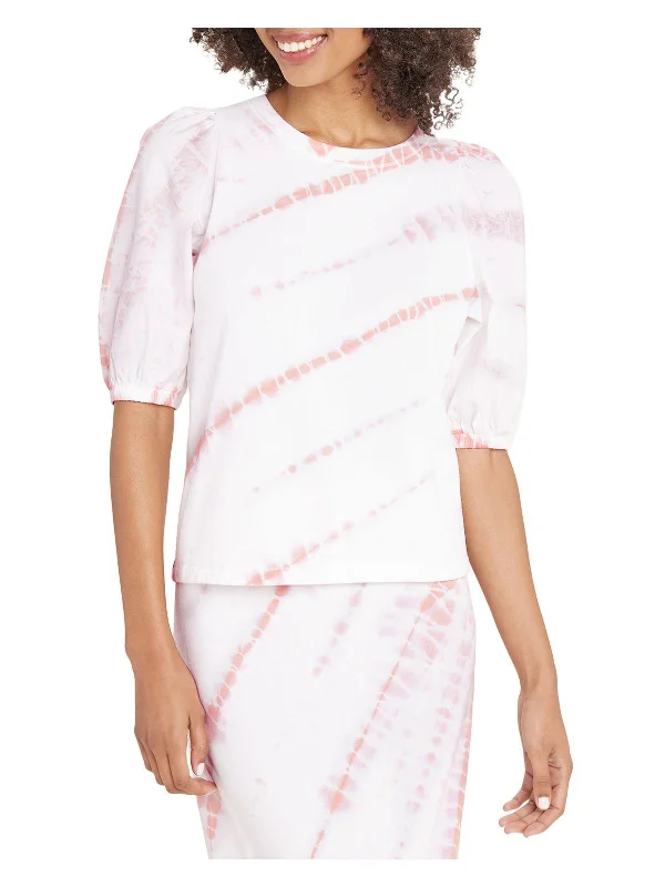 Celeste Womens Tie Dye Puff Sleeve Pullover Top Over Sleeve Pullover
