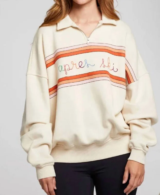 Collared Pullover Apres Ski In Whitecap Gray Flutter Sleeve Feminine