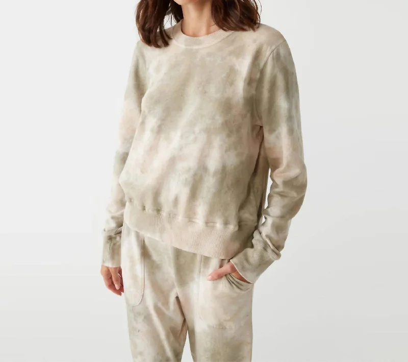 Comet Pullover In Champagne Combo Shirred Sleeve Feminine