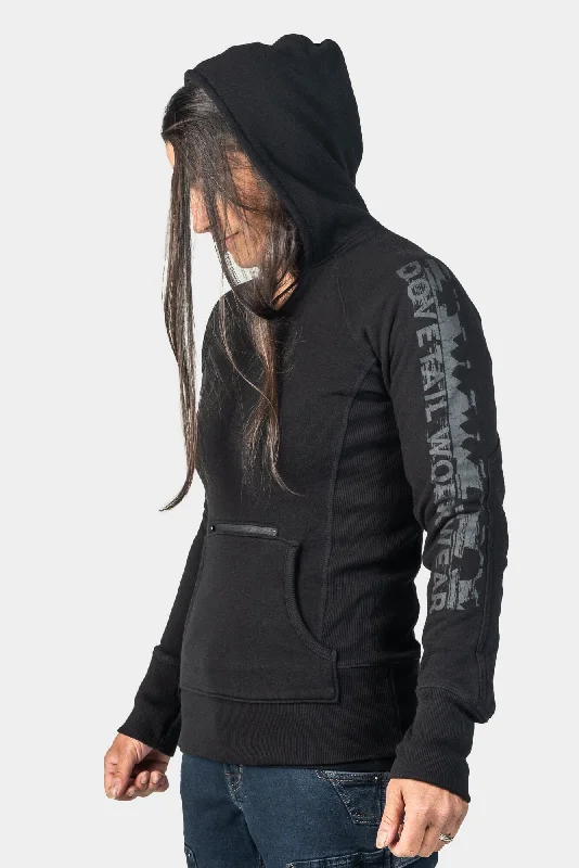 Dovetail Women's Anna Pullover Hoodie in Black Tapered Sleeve Pullover