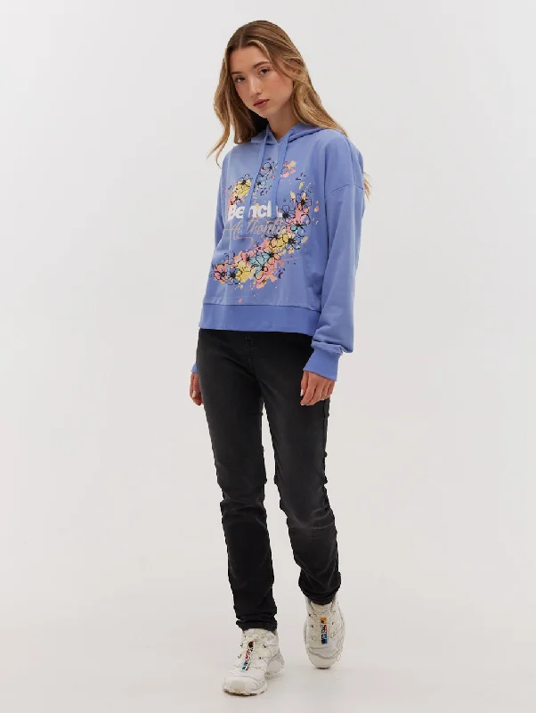 Florence French Terry Cropped Pullover Hoodie Ribbed Crew Neck