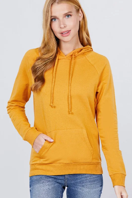French Terry Pullover Hoodie Port Neck Pullover