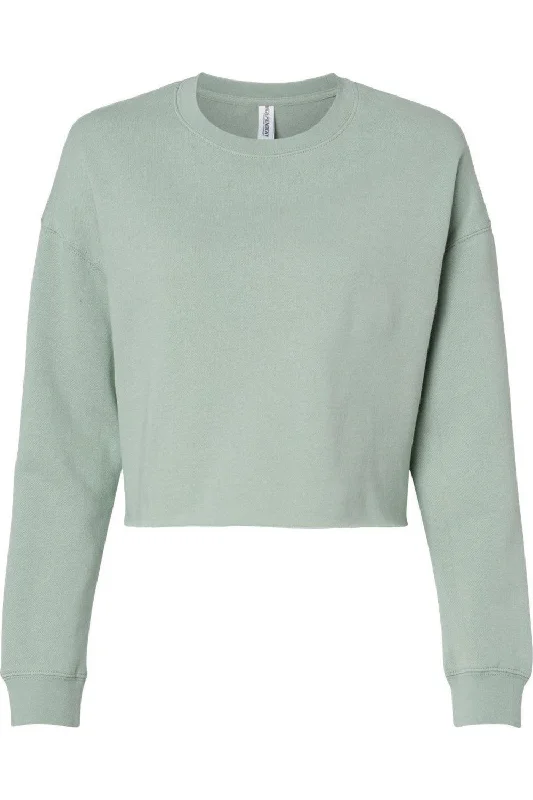 Independent Trading Co. Women´s Lightweight Cropped Crew Pullover Ruffle Sleeve Feminine