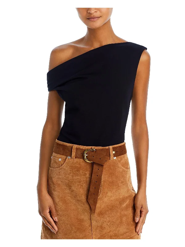 Irina Womens Asymmetric One Shoulder Pullover Top Chunky Knit Pullover