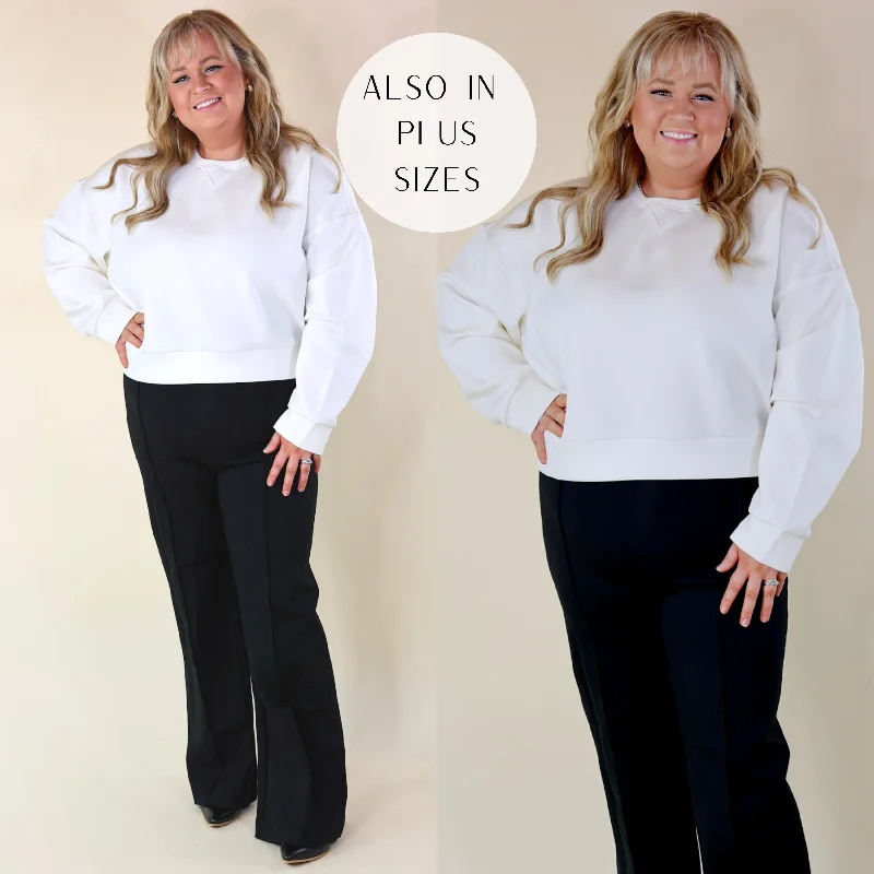 SPANX | AirEssentials Crew Neck Pullover in Powder White Asymmetrical Neck Pullover