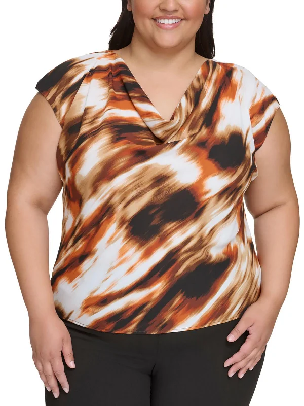 Plus Womens Office Casual Pullover Top Puff Sleeve Stylish
