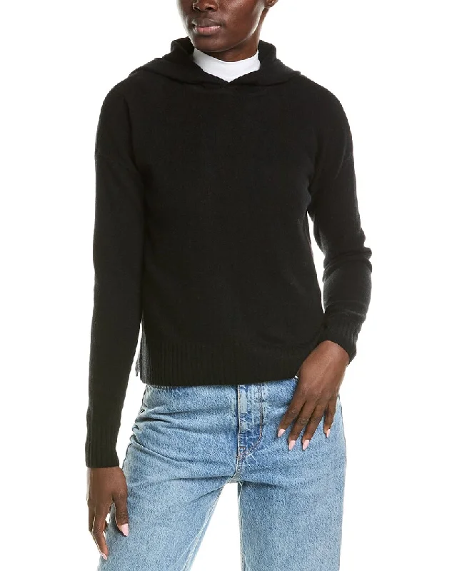 QUINN Cropped Cashmere Pullover Hoodie Short Sleeve Top