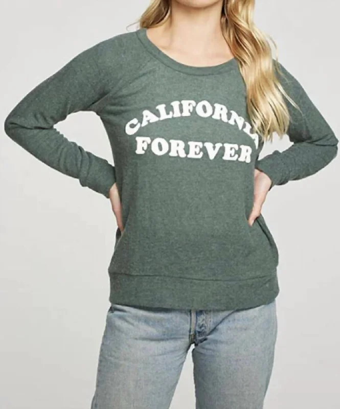 Rpet Knit Long Sleeve Raglan Pullover California Forever In Greenhouse Cap Sleeve Casual