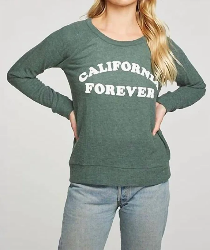 Rpet Knit Long Sleeve Raglan Pullover In California Forever Greenhouse Box Sleeve Comfort
