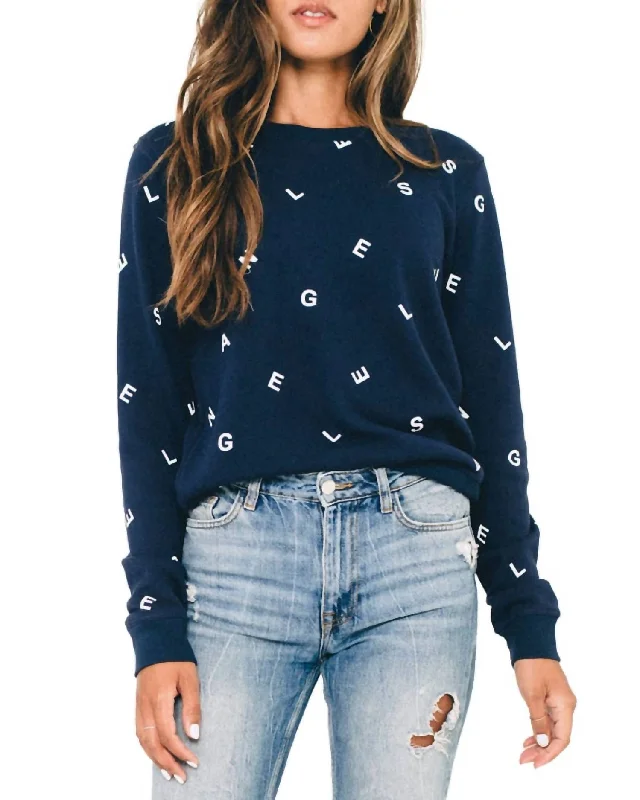 Scramble Pullover In Indigo Fitted Ribbed Sweater