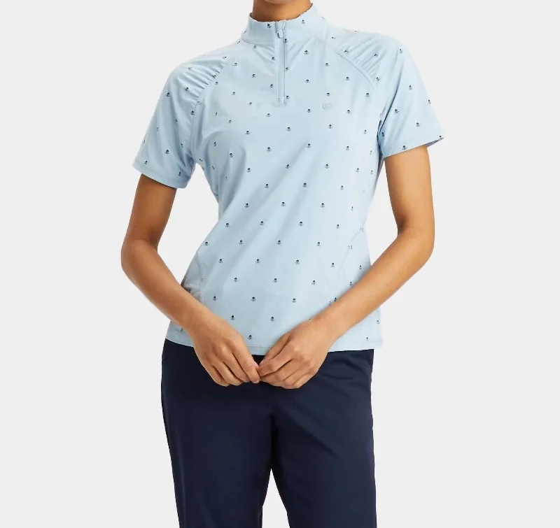 Skull & T's Silky Tech Nylon Short Sleeve Quarter Zip Pullover In Drizzle Bolero Style Sweater