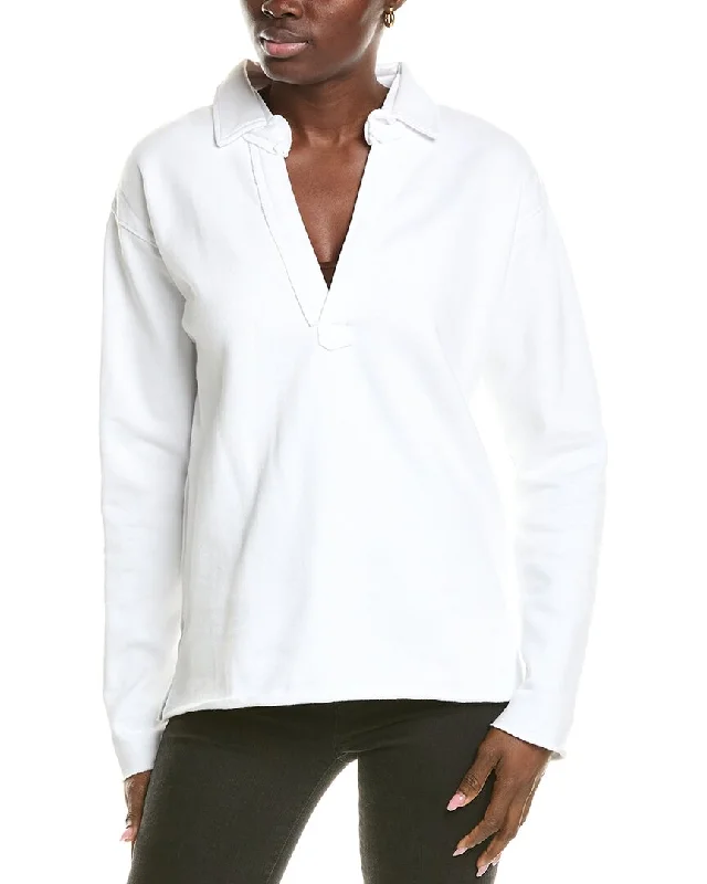 Splendid Cassie Polo Pullover Asymmetrical Hem Sweater