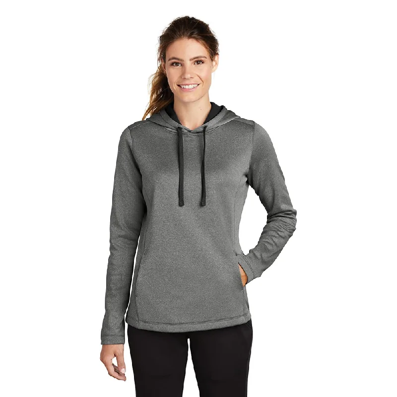 Sport-Tek LST264 PosiCharge Women's Heather Fleece Pullover with Hood Fitted Ribbed Sweater