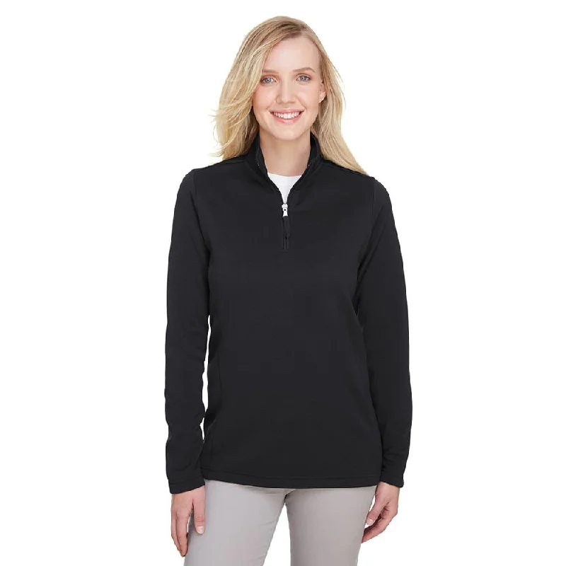 UltraClub UC792W Ladies' Coastal Pique Fleece Quarter-Zip Pullover Cap Sleeve Casual