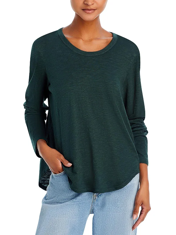 Womens Cotton Long Sleeve Pullover Top Oversized Cozy Pullover