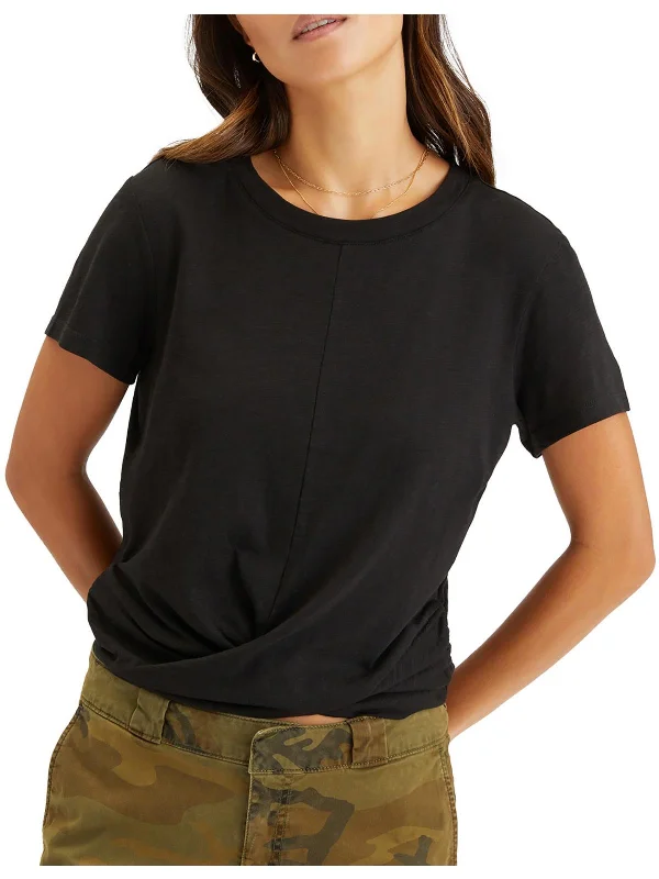 Womens Crewneck Tee Pullover Top Cable Knit Chunky