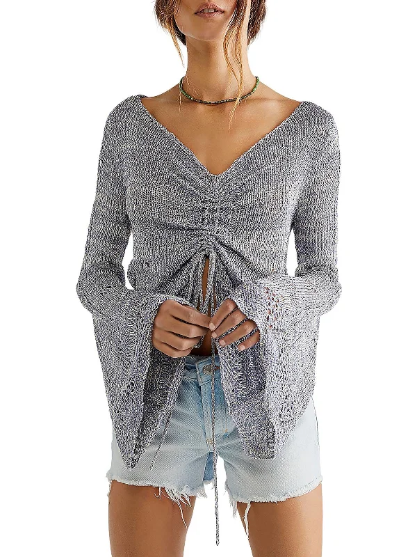Womens Crochet Front tie Pullover Top One Shoulder Top