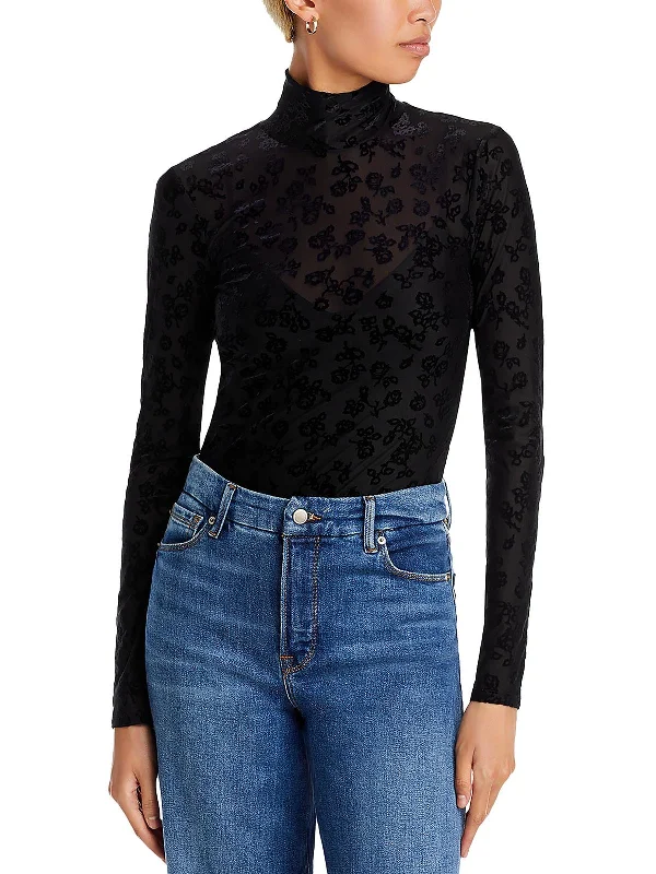 Womens Mesh Lining Pullover Top Bateau Neck Pullover