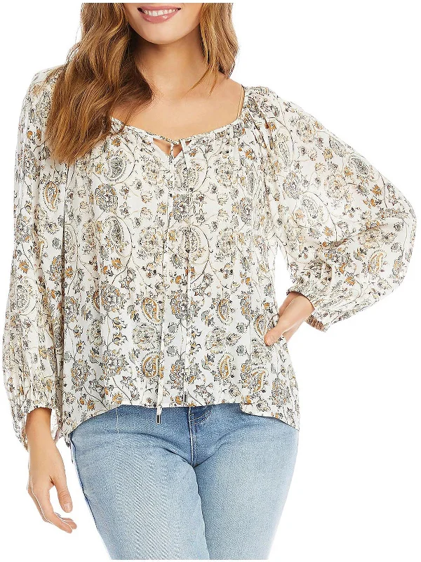 Womens Paisley Boatneck Pullover Top Zipper Front Cardigan