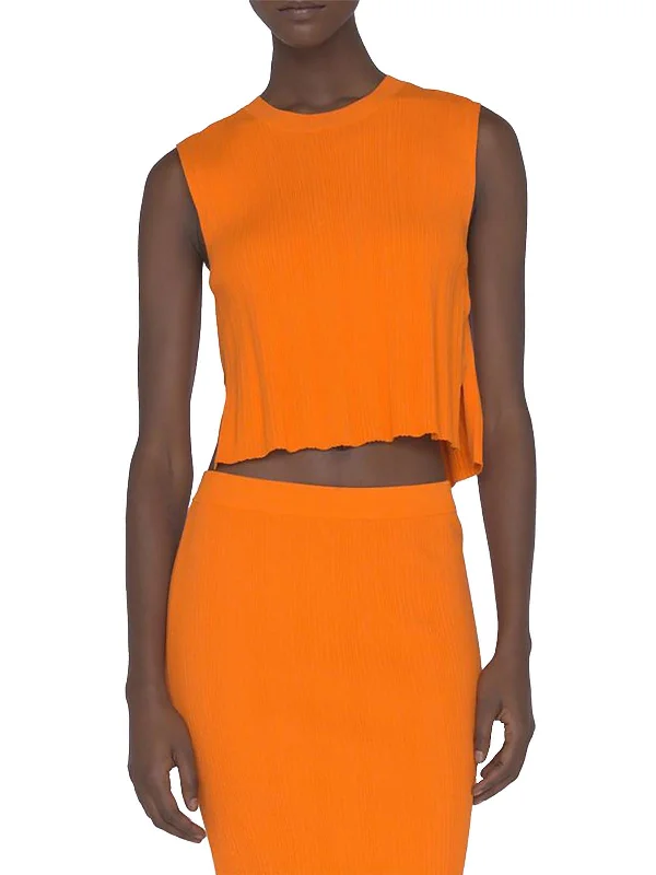 Womens Ribbed Cut-Out Pullover Top Short Sleeve Top