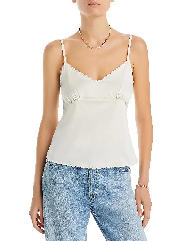 Womens Scalloped Cami Pullover Top Cable Knit Chunky