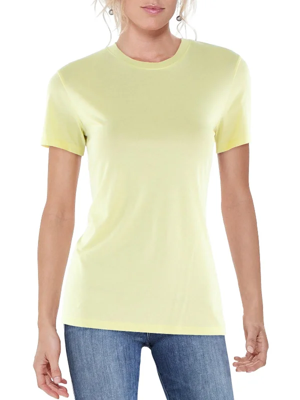 Womens Slub Crew Pullover Top Boxy Neck Sweater