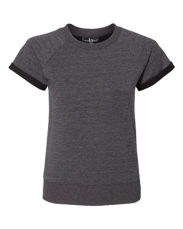 Women's Sweetheart French Terry Short Sleeve Pullover Crew Neck Wool
