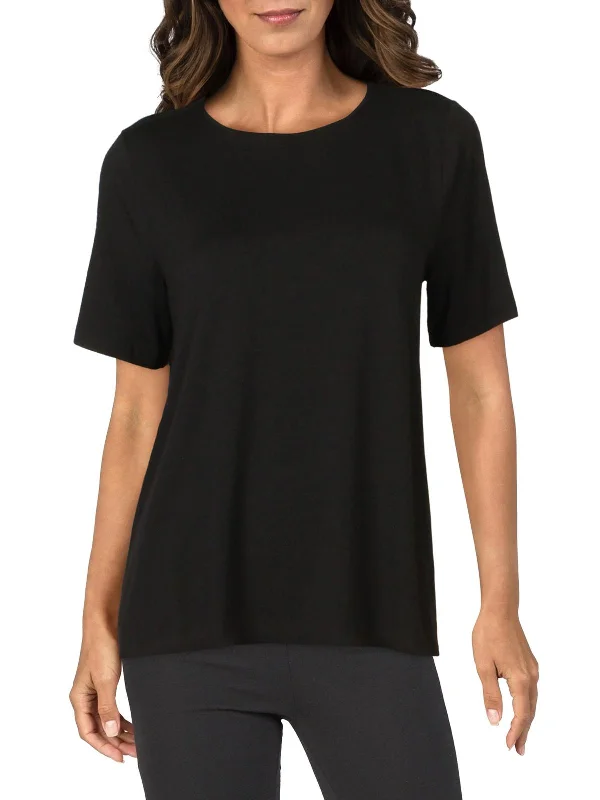 Womens Tencel Crewneck Pullover Top Cashmere Luxurious Pullover