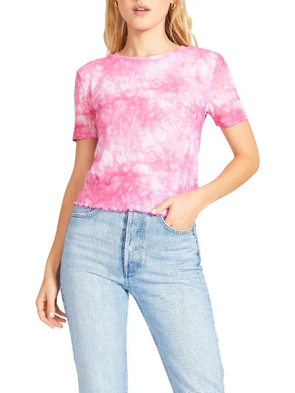 Womens Tie-Dye Crewneck Pullover Top Slim Sleeve Pullover