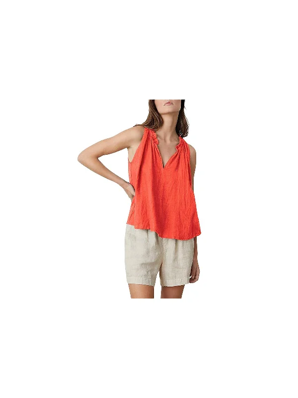 Womens V-Neck Ruffle Pullover Top Shawl Collar Sweater