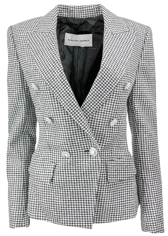 Alexandre Vauthier Houndstooth Blazer in Black/White/Silver Women's Classic Blazer