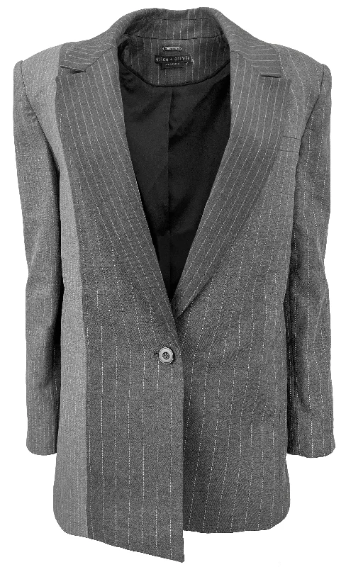 alice + olivia Colley Blazer in Grey & Charcoal Pinstripe Women's Brand Blazer