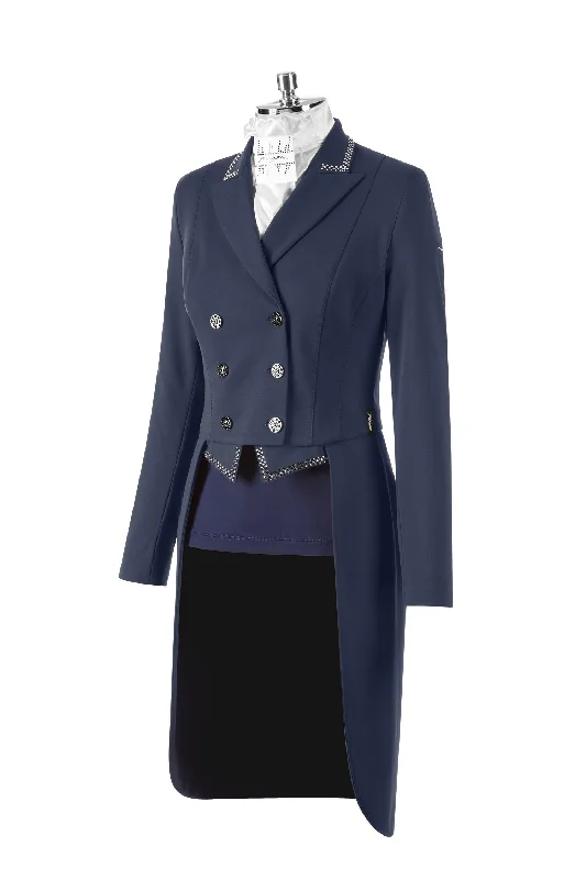 Animo Leole Womens Tailcoat Navy Fuzzy Sherpa Pullover