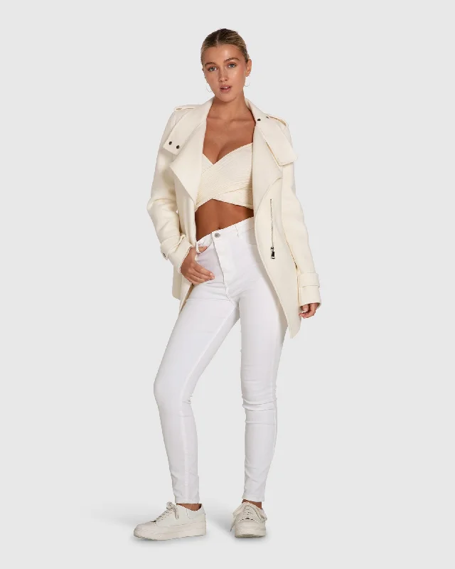 Bad Girl Wool Blend Moto Coat Fashionable Blazer Coat