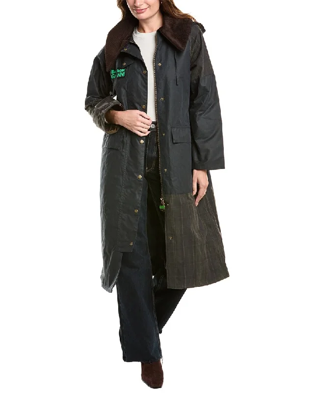 Barbour GANNI Waxed Long Coat Luxe Satin Long Coat
