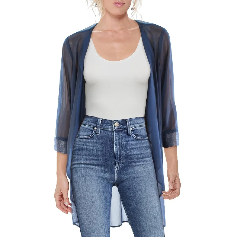 Womens Mesh Contrast Trim Duster Blazer Women's Short Blazer
