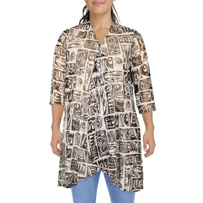 Womens Mesh Printed Duster Blazer Women's Radiation Jacket