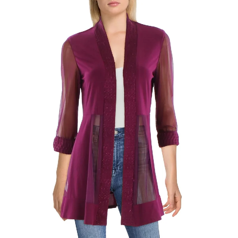Womens Mesh Glitter Duster Blazer Women's Stripe Blazer