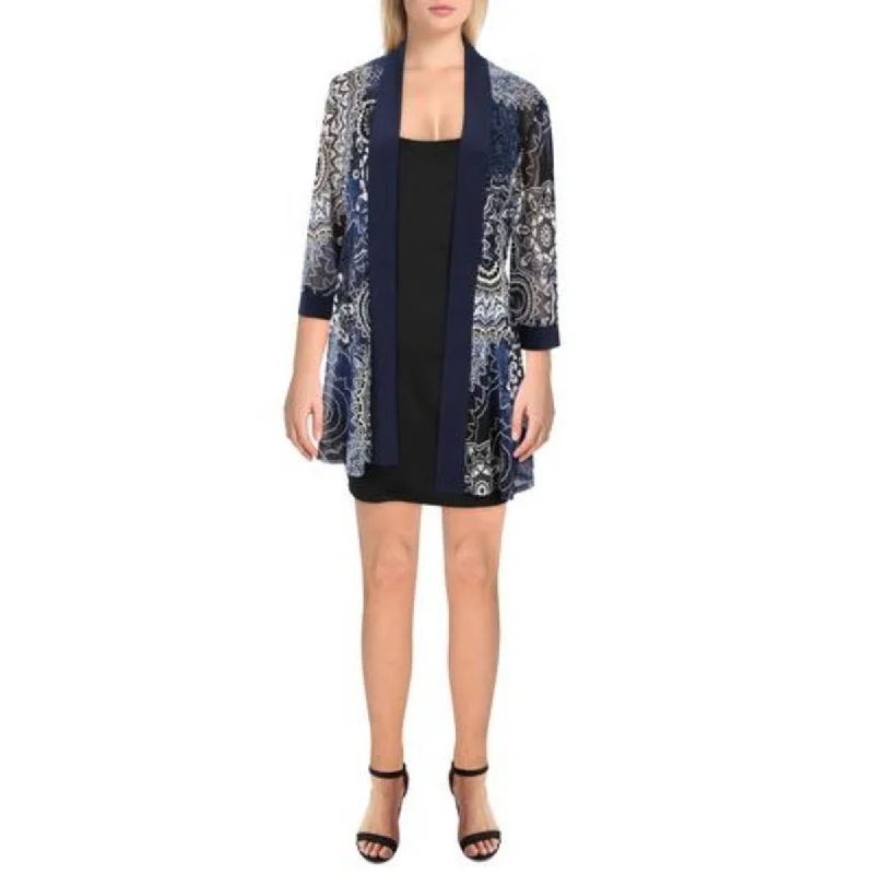 Plus Womens Mesh Printed Duster Blazer Women's Trendy Jacket