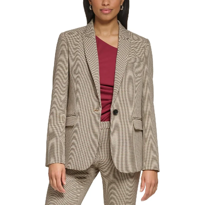 Petites Womens Suit Separate Office One-Button Blazer Linen Women's Suit